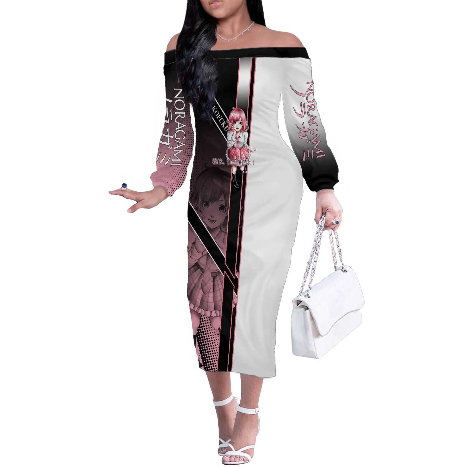 Kofuku Off The Shoulder Long Sleeve Dress Playful Chaoscore Anime Style