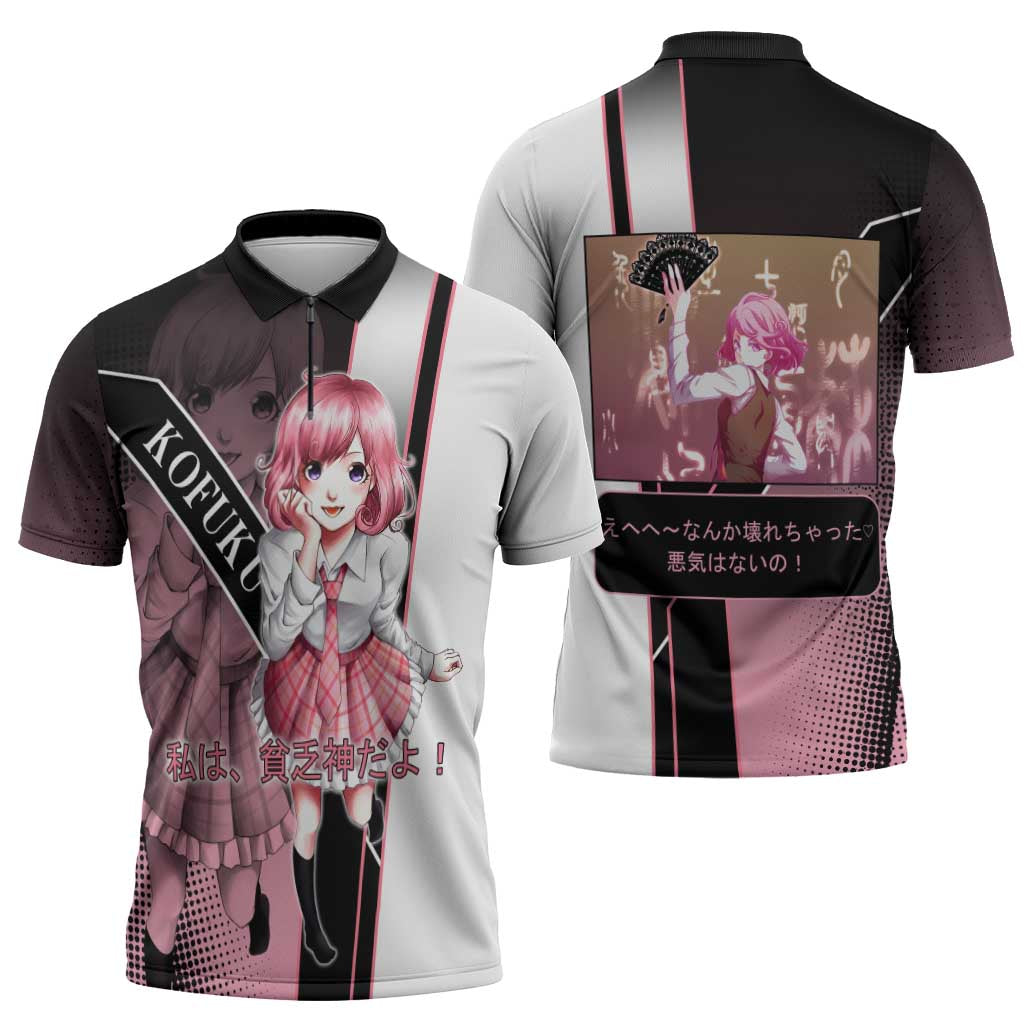 Kofuku Zipper Polo Shirt Playful Chaoscore Anime Style