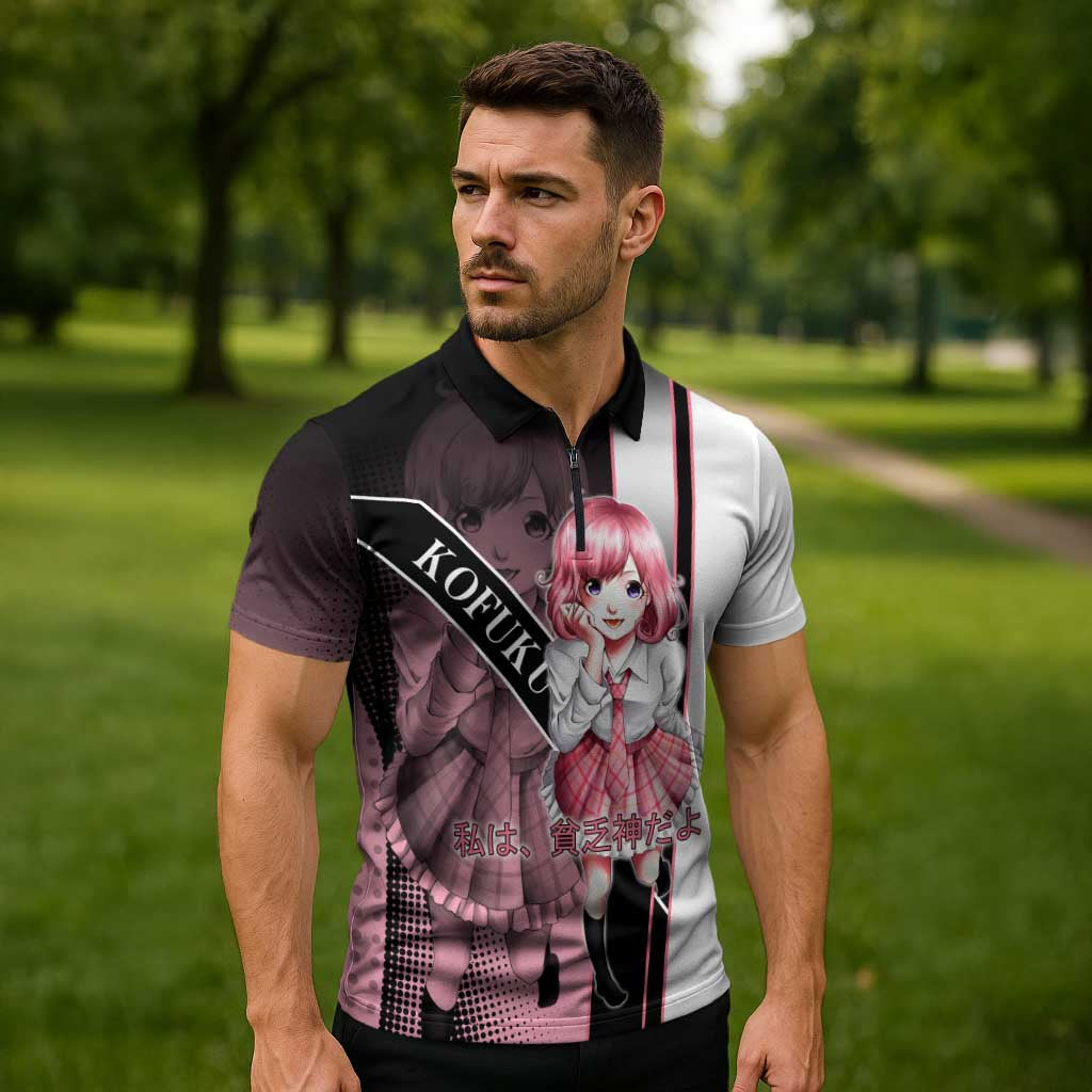 Kofuku Zipper Polo Shirt Playful Chaoscore Anime Style