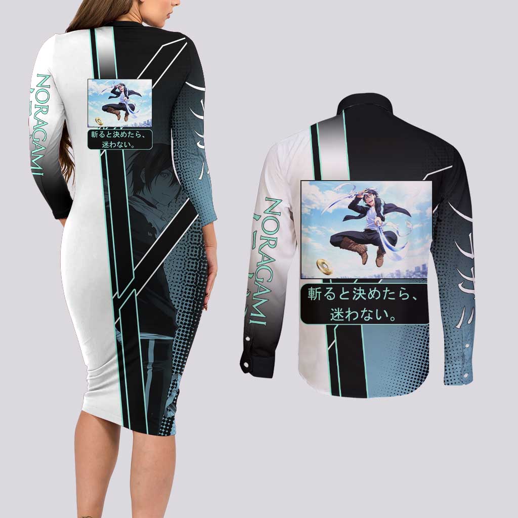 Yato Couples Matching Long Sleeve Bodycon Dress and Long Sleeve Button Shirt Urban Celestial Anime Style
