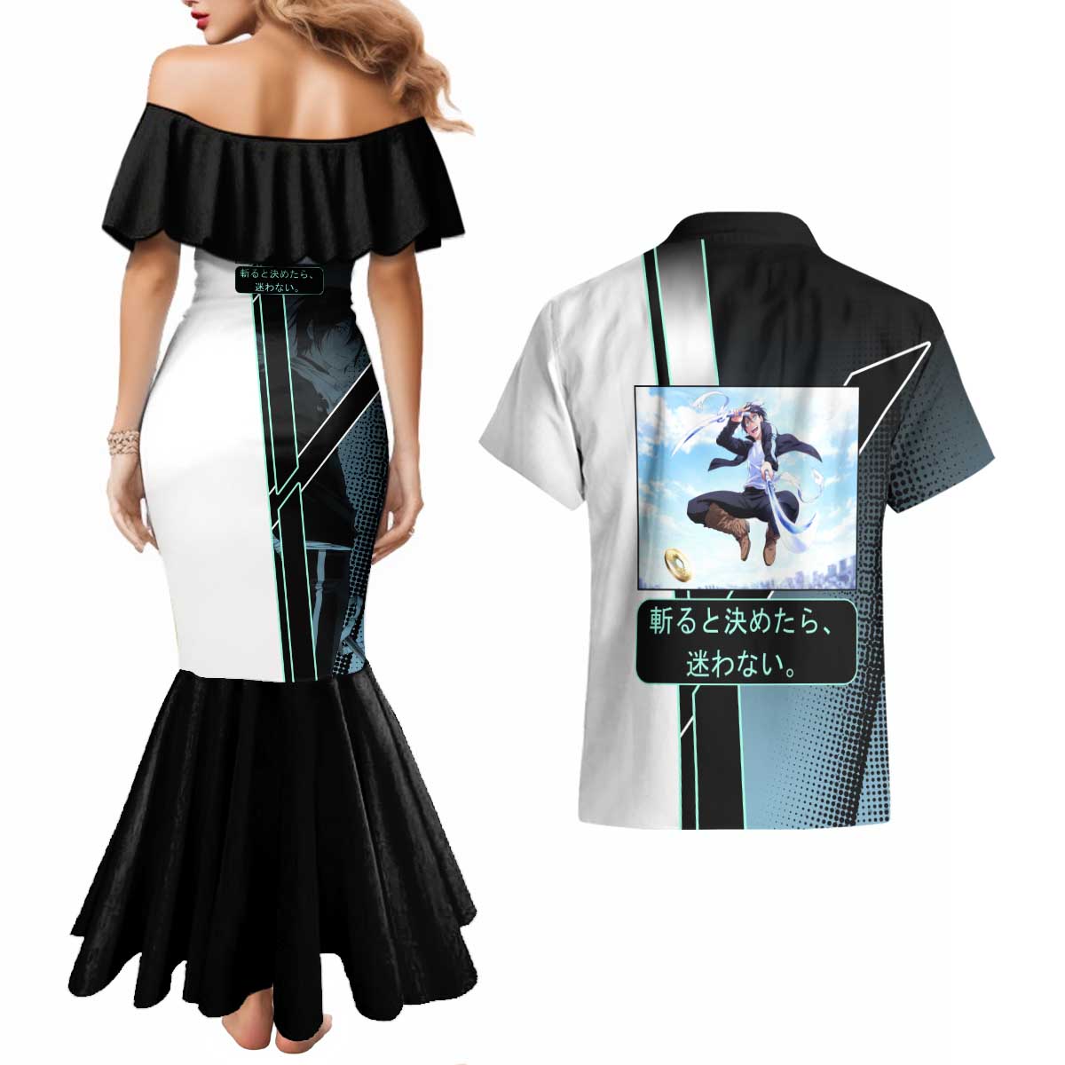 Yato Couples Matching Mermaid Dress and Hawaiian Shirt Urban Celestial Anime Style