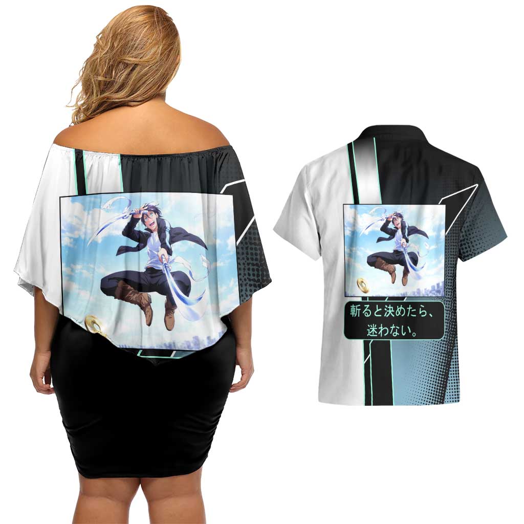 Yato Couples Matching Off Shoulder Short Dress and Hawaiian Shirt Urban Celestial Anime Style
