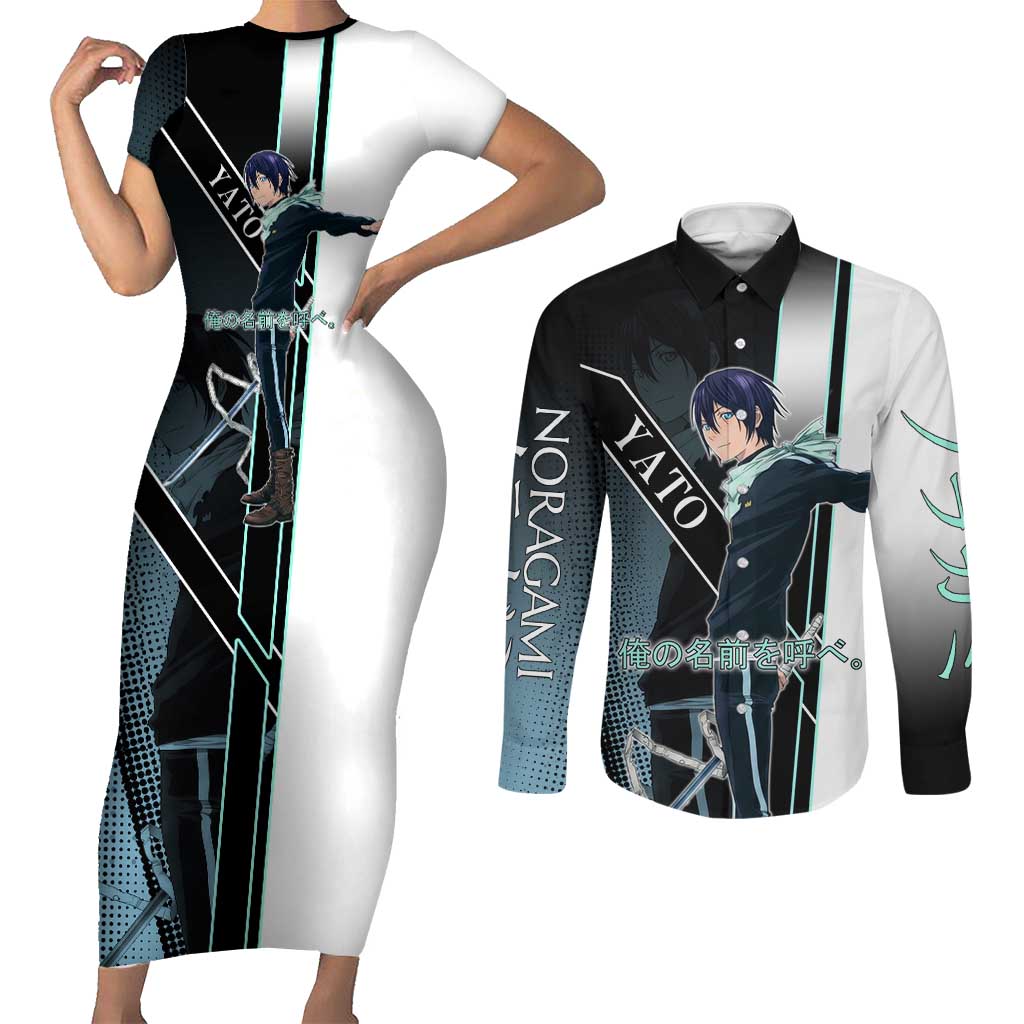 Yato Couples Matching Short Sleeve Bodycon Dress and Long Sleeve Button Shirt Urban Celestial Anime Style