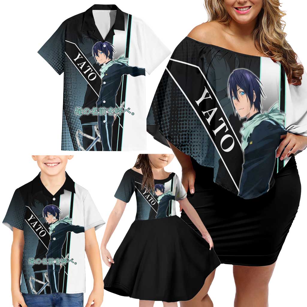 Yato Family Matching Off Shoulder Short Dress and Hawaiian Shirt Urban Celestial Anime Style