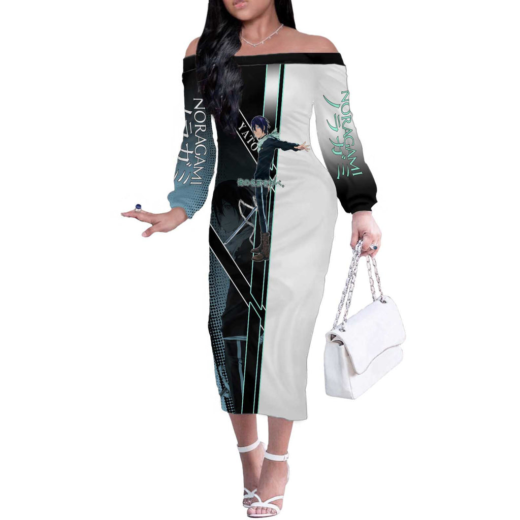 Yato Off The Shoulder Long Sleeve Dress Urban Celestial Anime Style