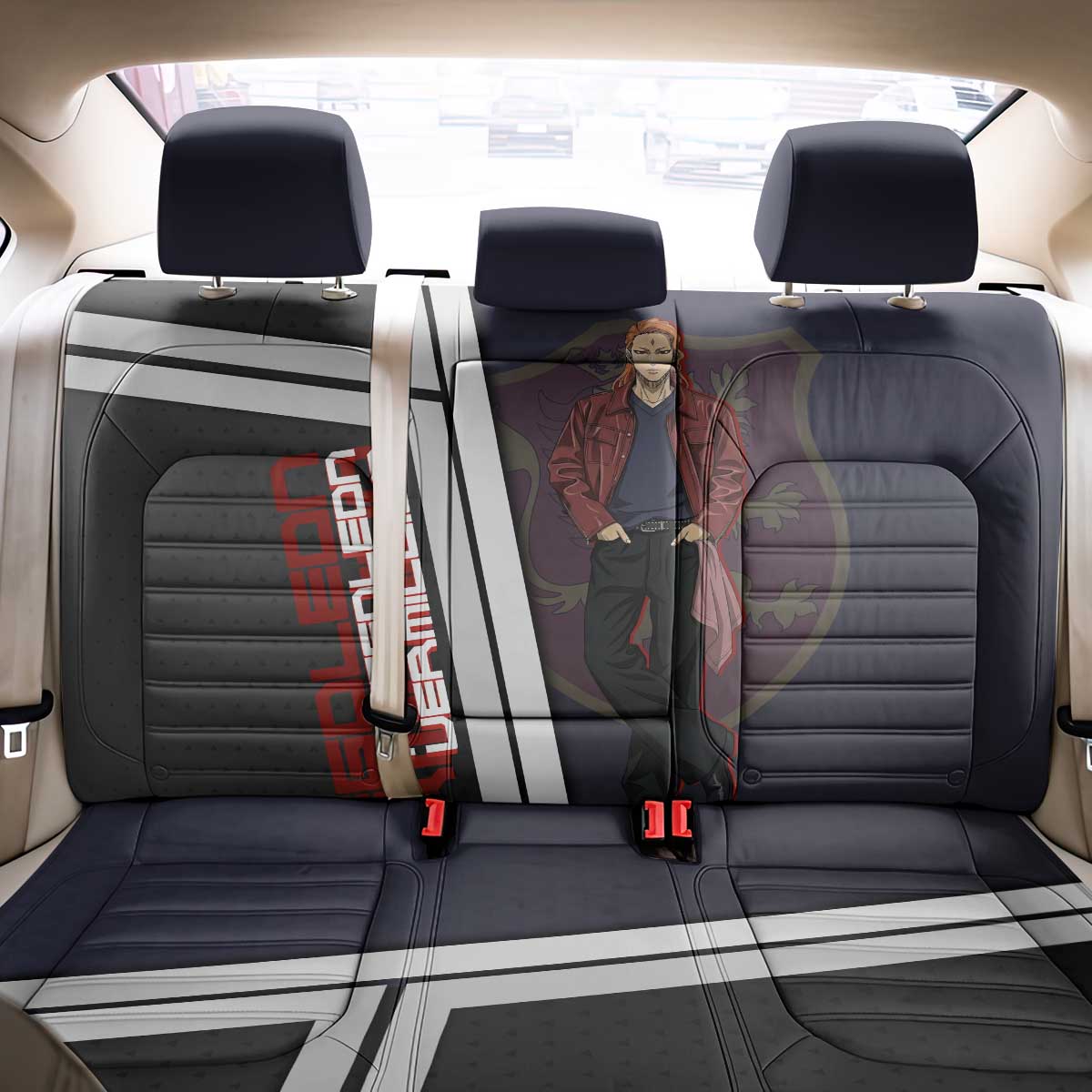Black Clover Fuegoleon Vermillion Back Car Seat Cover Anime Illustration Style