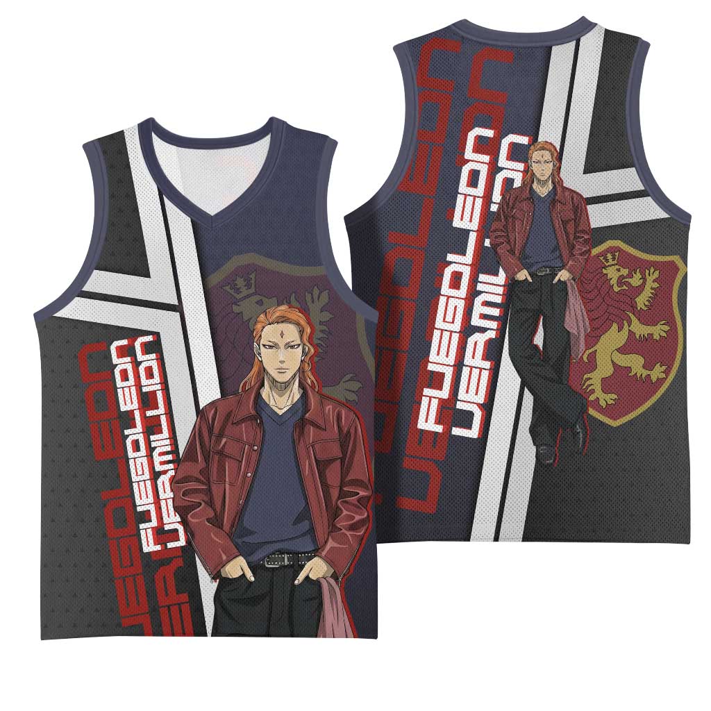Black Clover Fuegoleon Vermillion Basketball Jersey Anime Illustration Style