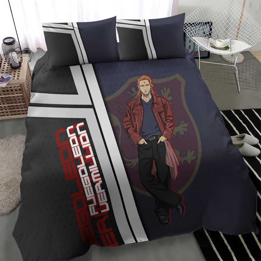 Black Clover Fuegoleon Vermillion Bedding Set Anime Illustration Style