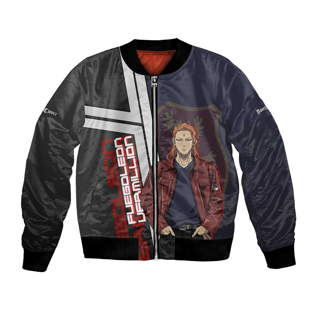 Black Clover Fuegoleon Vermillion Bomber Jacket Anime Illustration Style