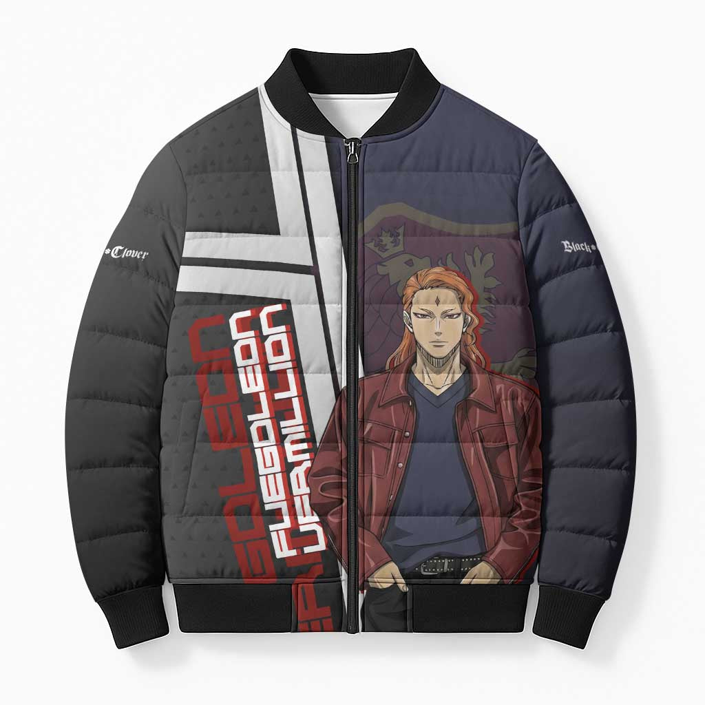 Black Clover Fuegoleon Vermillion Bomber Puffer Jacket Anime Illustration Style