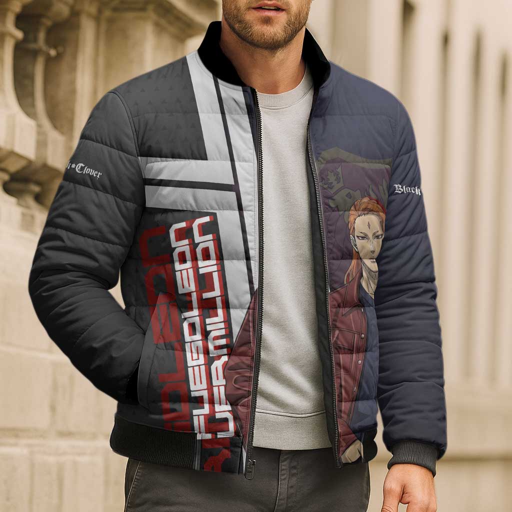 Black Clover Fuegoleon Vermillion Bomber Puffer Jacket Anime Illustration Style