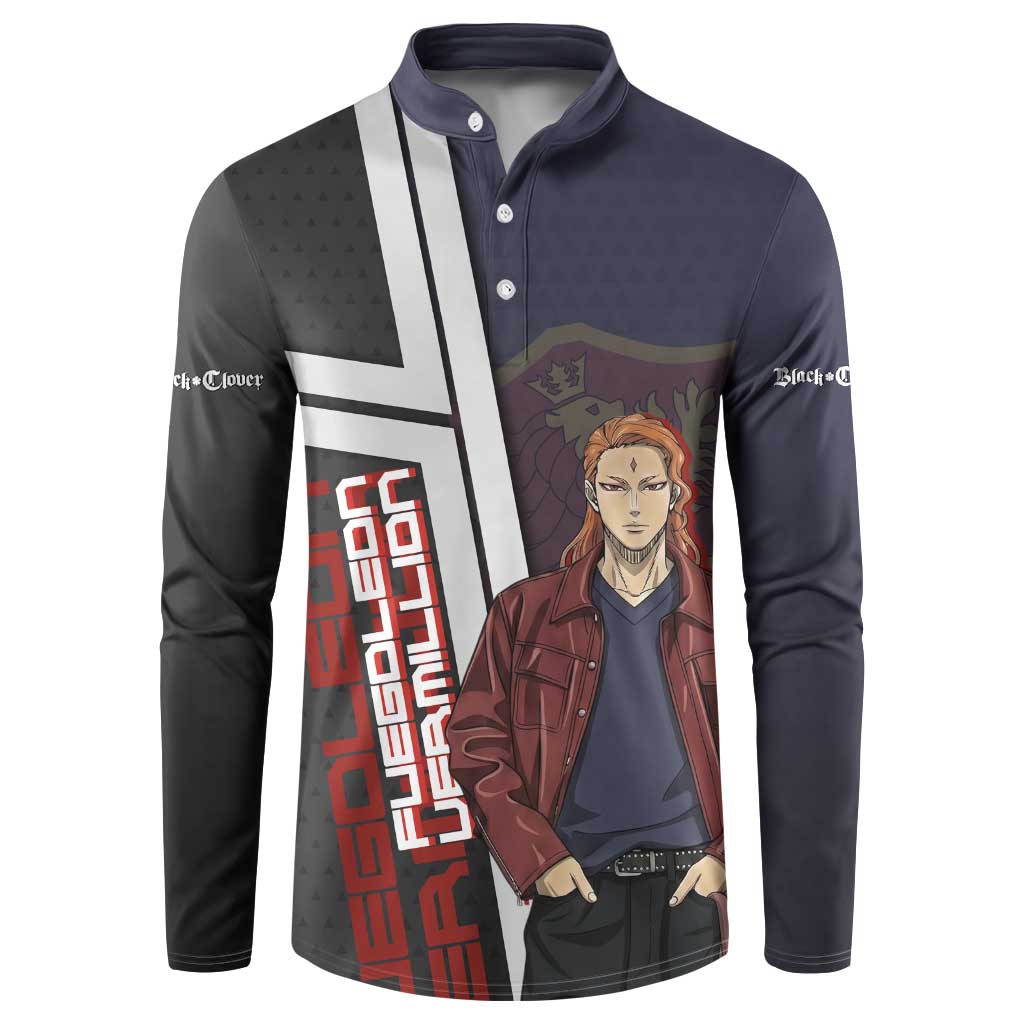 Black Clover Fuegoleon Vermillion Button Sweatshirt Anime Illustration Style