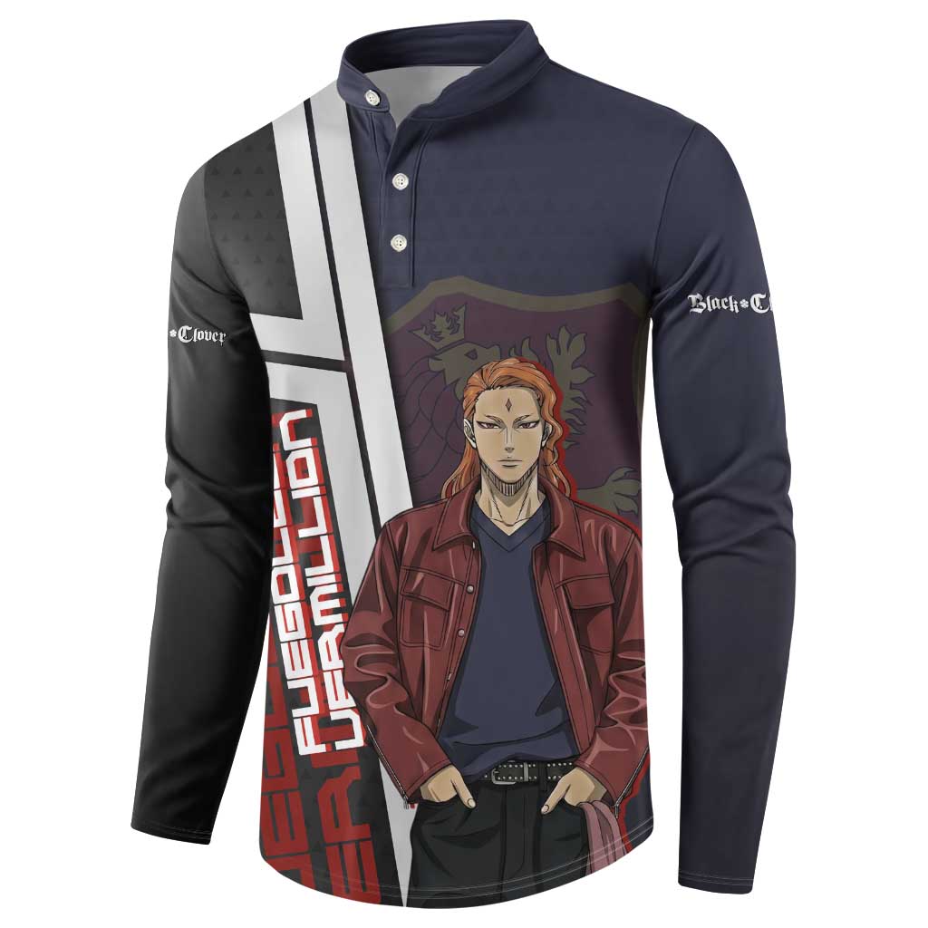 Black Clover Fuegoleon Vermillion Button Sweatshirt Anime Illustration Style