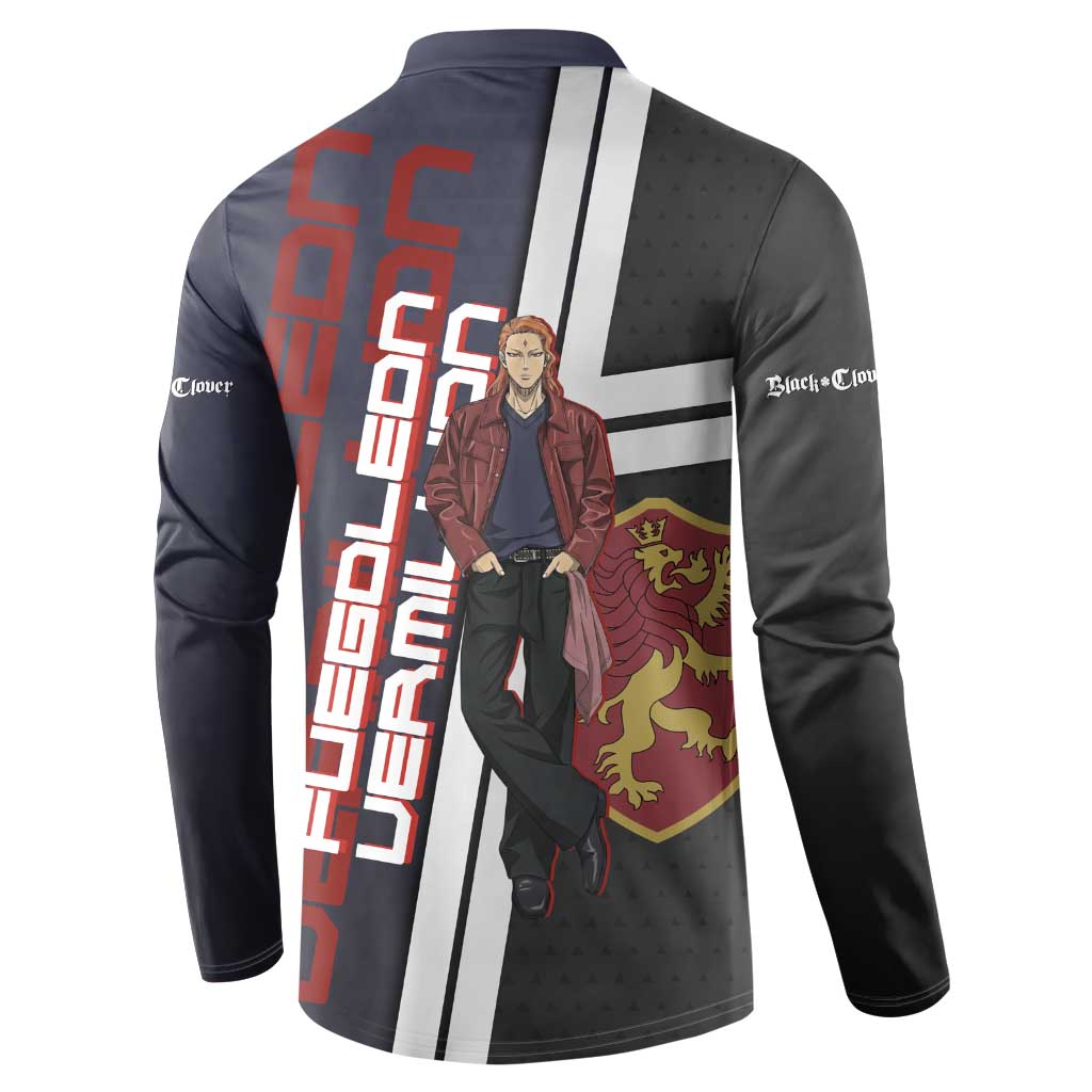 Black Clover Fuegoleon Vermillion Button Sweatshirt Anime Illustration Style