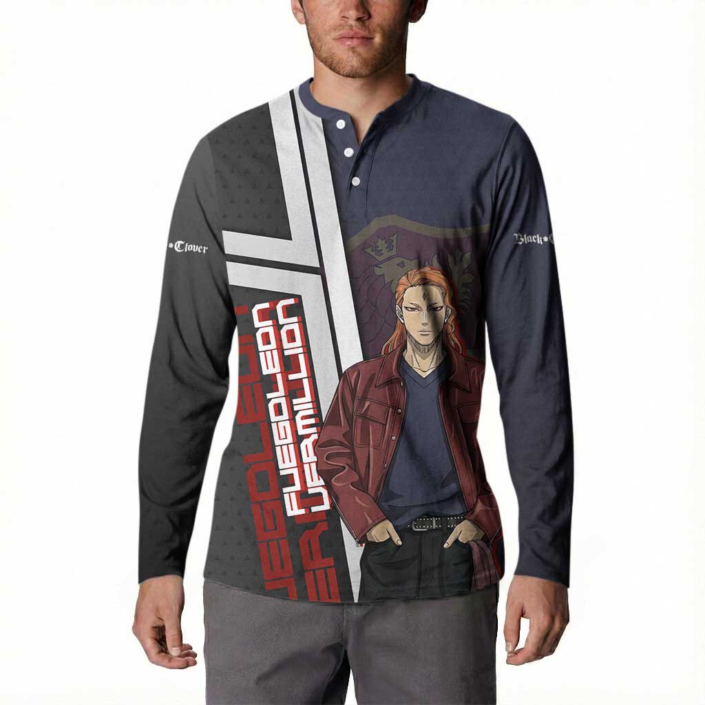 Black Clover Fuegoleon Vermillion Button Sweatshirt Anime Illustration Style