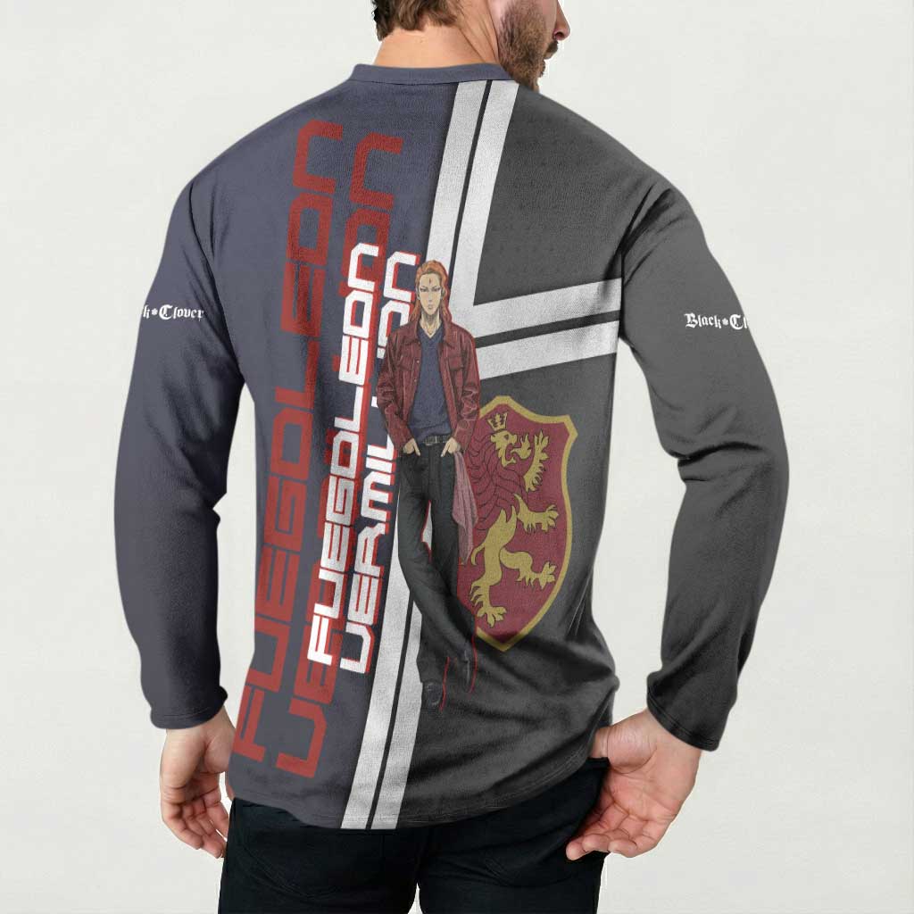 Black Clover Fuegoleon Vermillion Button Sweatshirt Anime Illustration Style