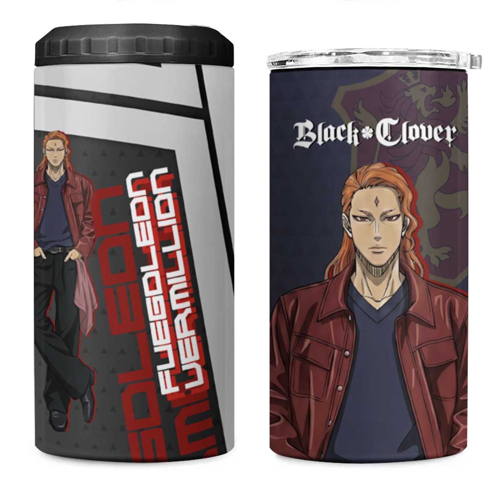 Black Clover Fuegoleon Vermillion 4 in 1 Can Cooler Tumbler Anime Illustration Style