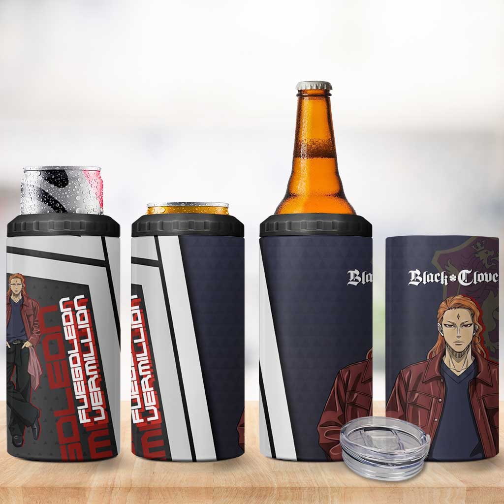 Black Clover Fuegoleon Vermillion 4 in 1 Can Cooler Tumbler Anime Illustration Style