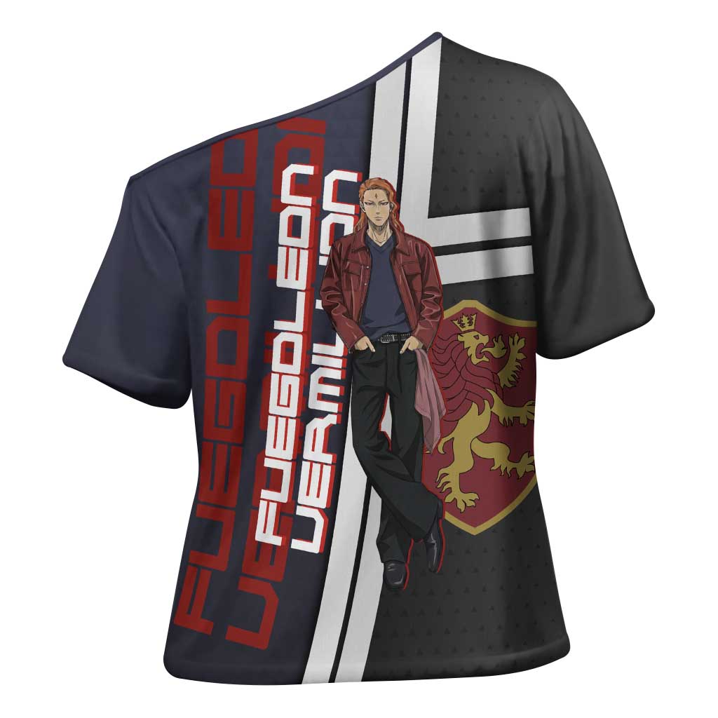 Black Clover Fuegoleon Vermillion Cross Shoulder Shirt Anime Illustration Style