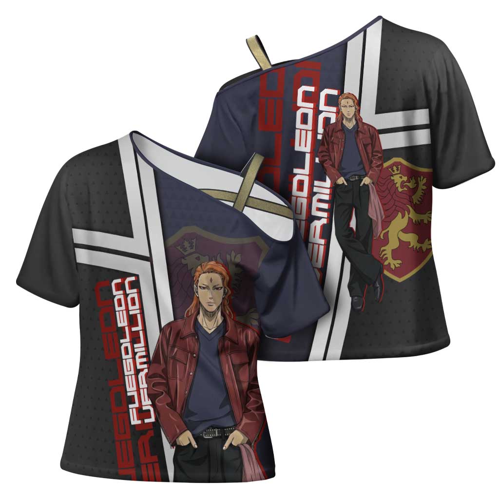Black Clover Fuegoleon Vermillion Cross Shoulder Shirt Anime Illustration Style