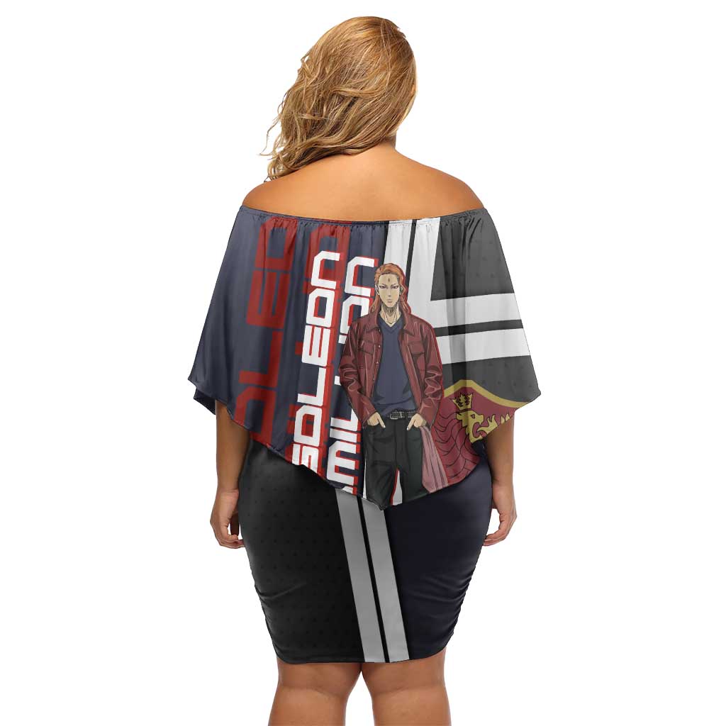 Black Clover Fuegoleon Vermillion Family Matching Off Shoulder Short Dress and Hawaiian Shirt Anime Illustration Style
