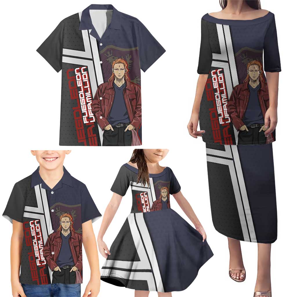 Black Clover Fuegoleon Vermillion Family Matching Puletasi and Hawaiian Shirt Anime Illustration Style