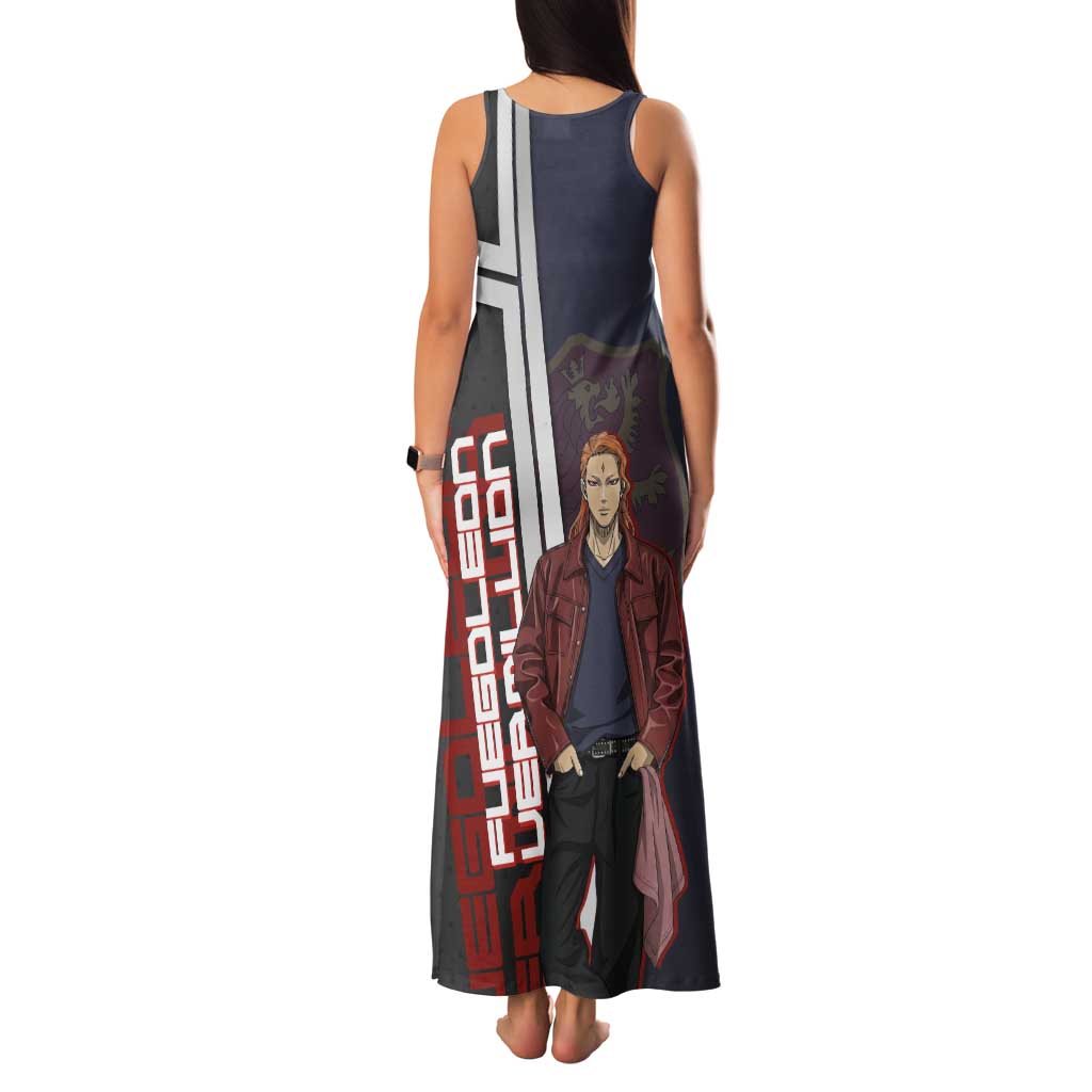 Black Clover Fuegoleon Vermillion Family Matching Tank Maxi Dress and Hawaiian Shirt Anime Illustration Style