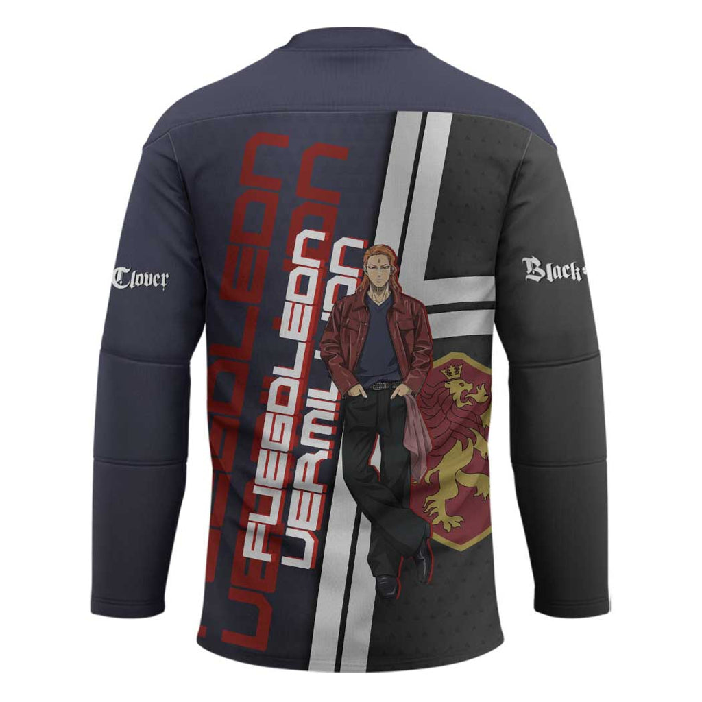 Black Clover Fuegoleon Vermillion Hockey Jersey Anime Illustration Style