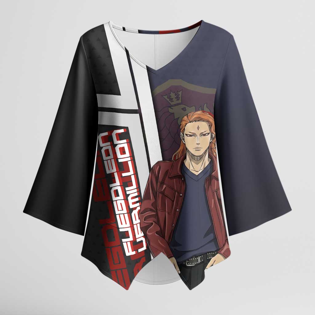 Black Clover Fuegoleon Vermillion Kimono Sleeve Blouse Anime Illustration Style