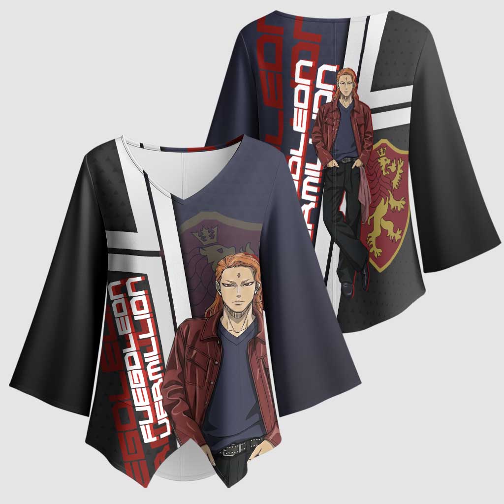 Black Clover Fuegoleon Vermillion Kimono Sleeve Blouse Anime Illustration Style
