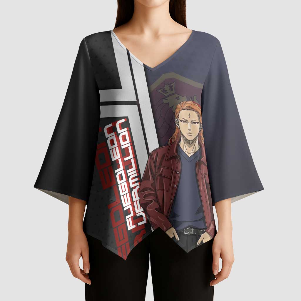 Black Clover Fuegoleon Vermillion Kimono Sleeve Blouse Anime Illustration Style
