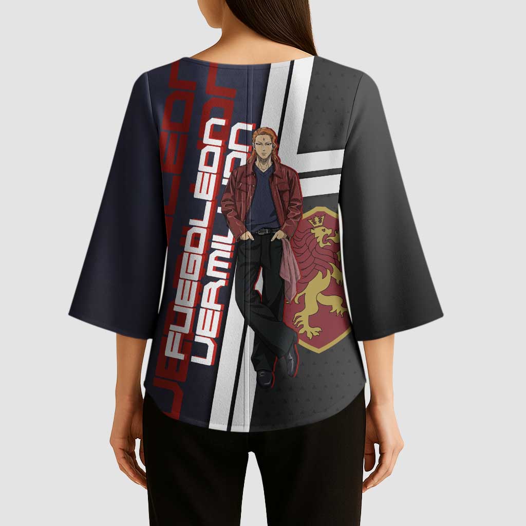Black Clover Fuegoleon Vermillion Kimono Sleeve Blouse Anime Illustration Style