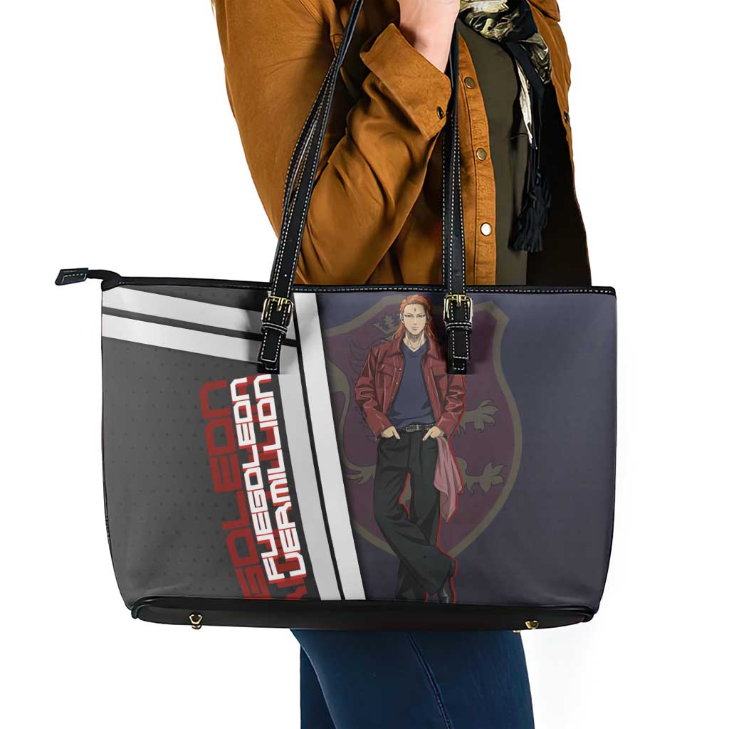 Black Clover Fuegoleon Vermillion Leather Tote Bag Anime Illustration Style