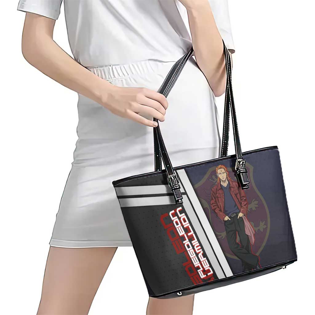 Black Clover Fuegoleon Vermillion Leather Tote Bag Anime Illustration Style