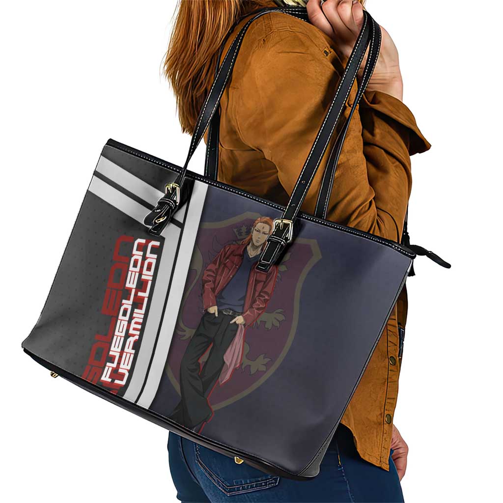 Black Clover Fuegoleon Vermillion Leather Tote Bag Anime Illustration Style