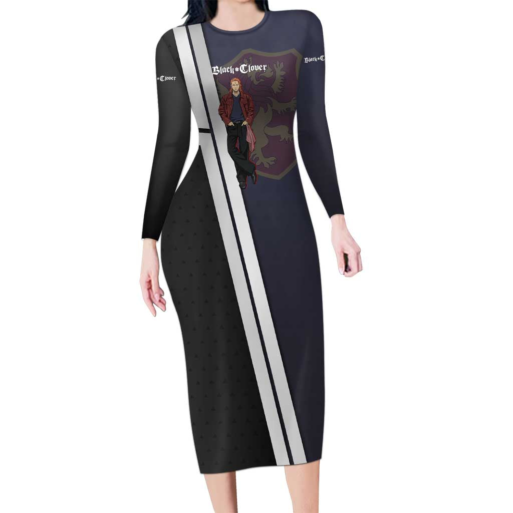 Black Clover Fuegoleon Vermillion Long Sleeve Bodycon Dress Anime Illustration Style
