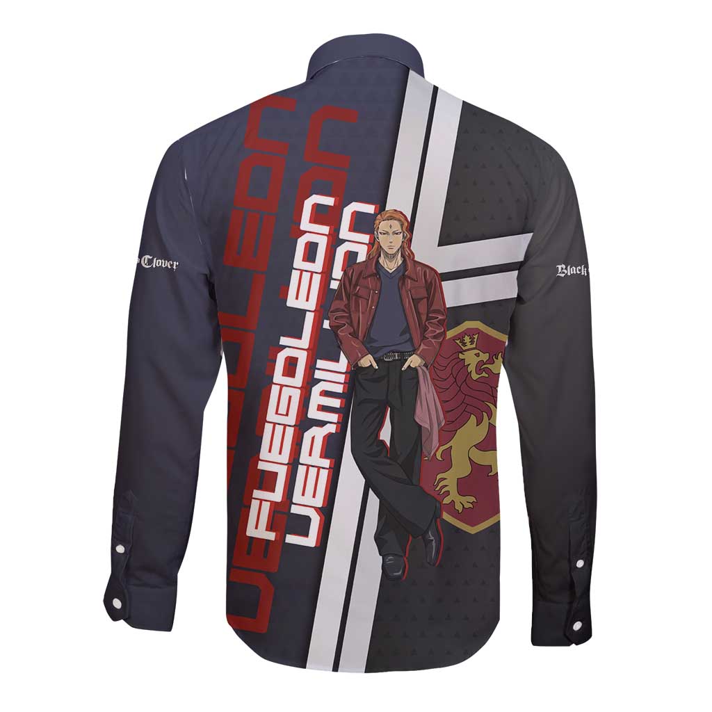 Black Clover Fuegoleon Vermillion Long Sleeve Button Shirt Anime Illustration Style