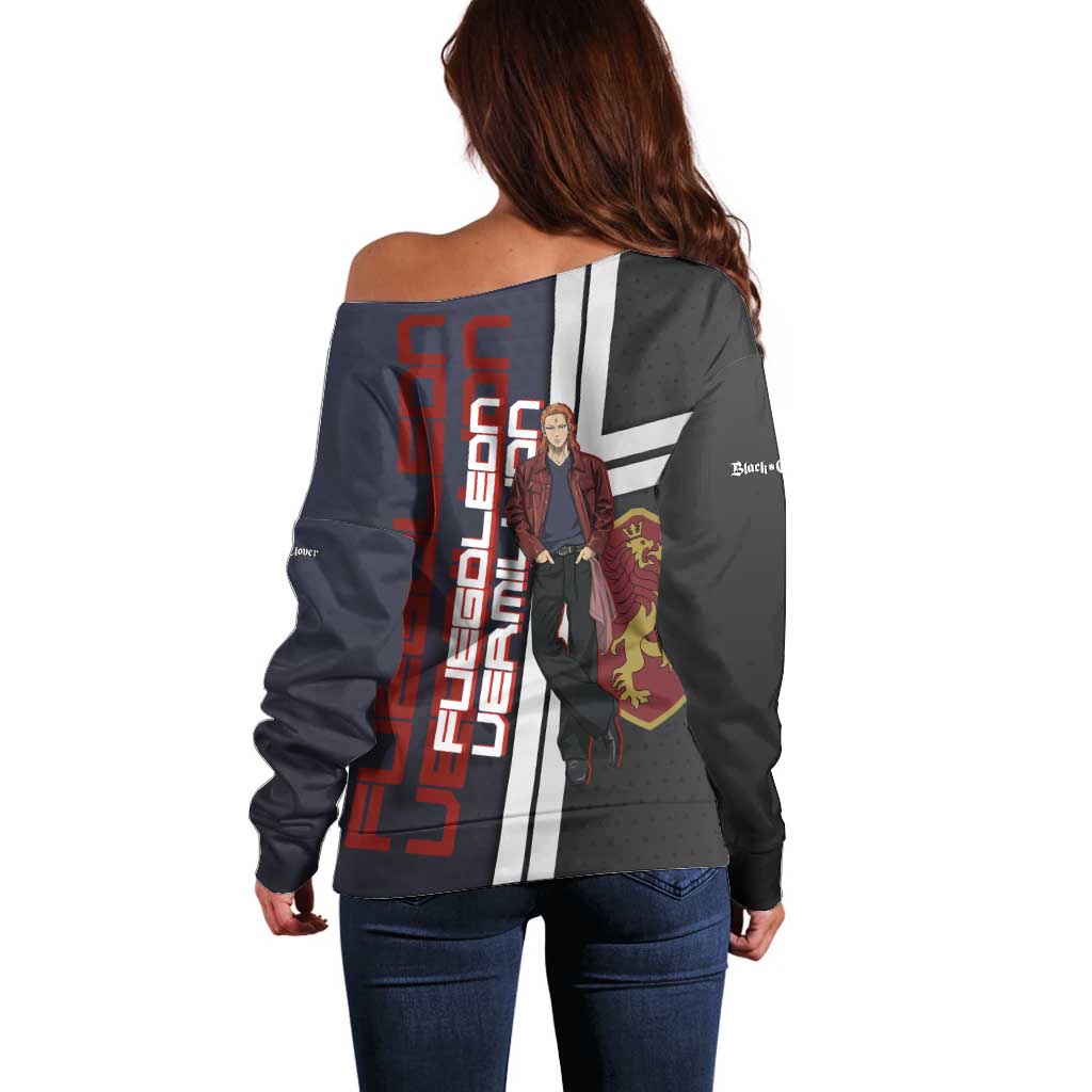 Black Clover Fuegoleon Vermillion Off Shoulder Sweater Anime Illustration Style