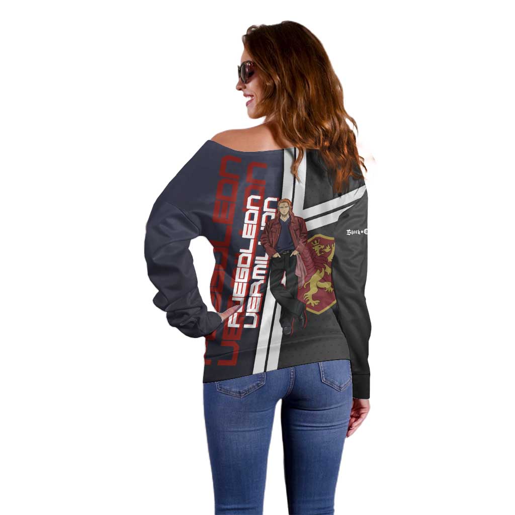 Black Clover Fuegoleon Vermillion Off Shoulder Sweater Anime Illustration Style