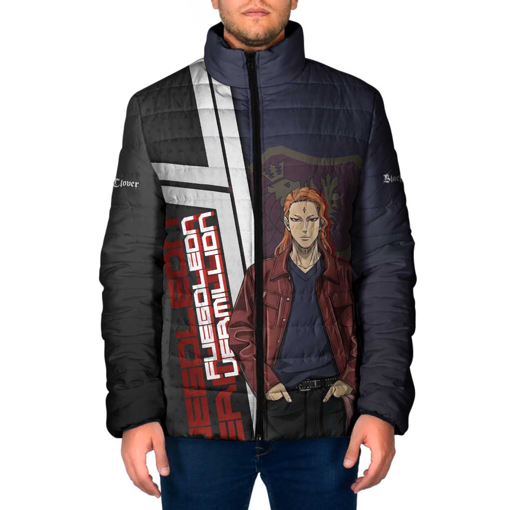 Black Clover Fuegoleon Vermillion Padded Jacket Anime Illustration Style