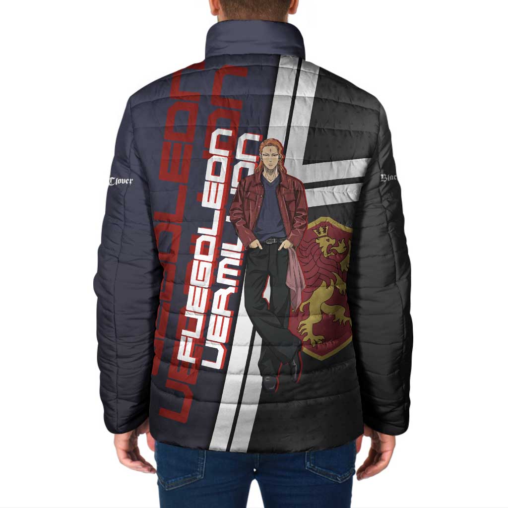 Black Clover Fuegoleon Vermillion Padded Jacket Anime Illustration Style