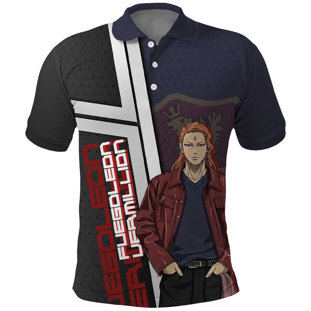 Black Clover Fuegoleon Vermillion Polo Shirt Anime Illustration Style