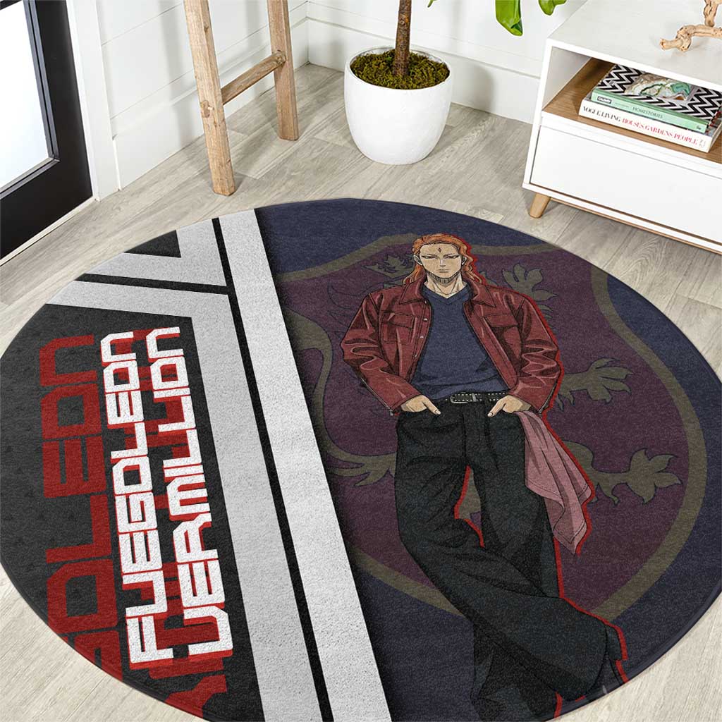 Black Clover Fuegoleon Vermillion Round Carpet Anime Illustration Style