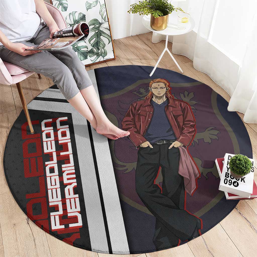 Black Clover Fuegoleon Vermillion Round Carpet Anime Illustration Style