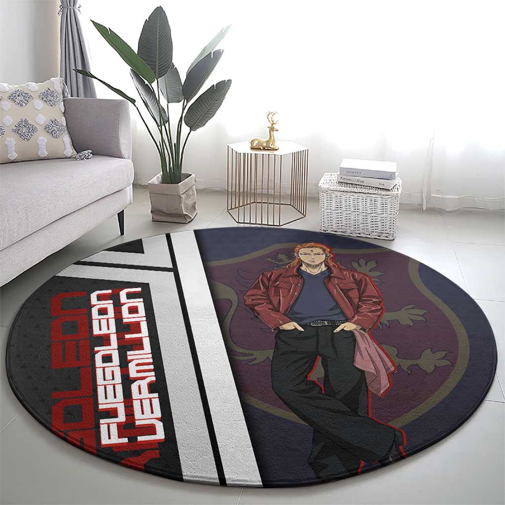 Black Clover Fuegoleon Vermillion Round Carpet Anime Illustration Style