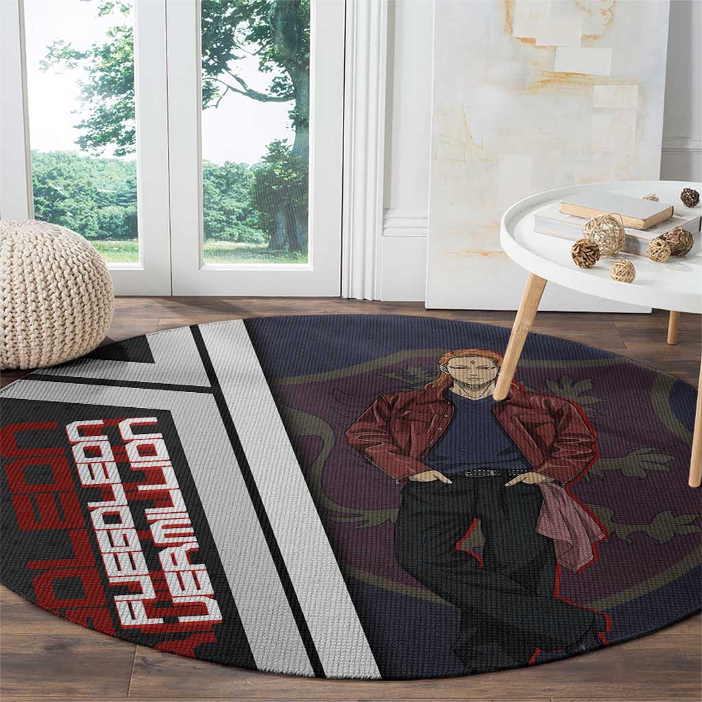 Black Clover Fuegoleon Vermillion Round Carpet Anime Illustration Style