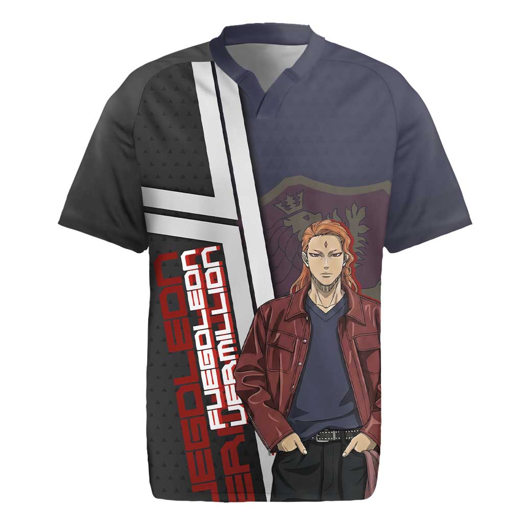 Black Clover Fuegoleon Vermillion Rugby Jersey Anime Illustration Style