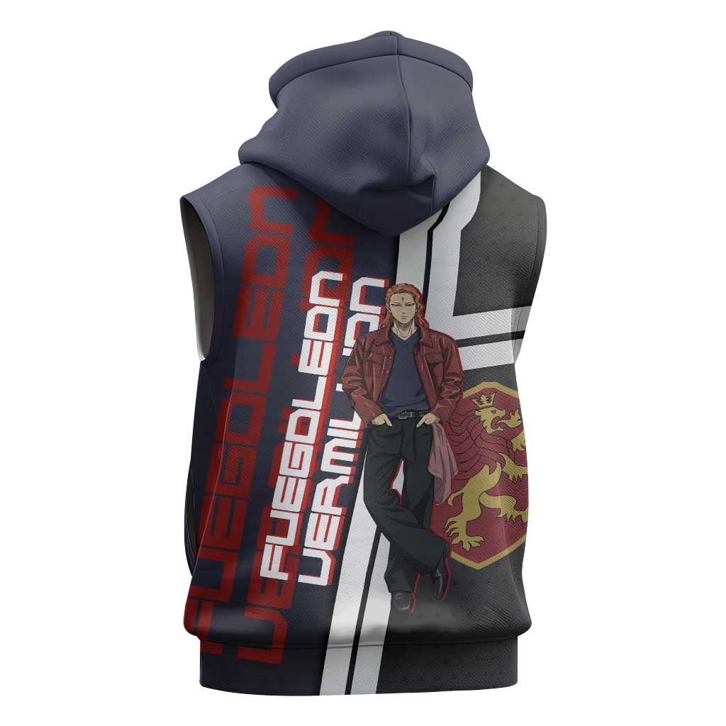 Black Clover Fuegoleon Vermillion Sleeveless Hoodie Anime Illustration Style