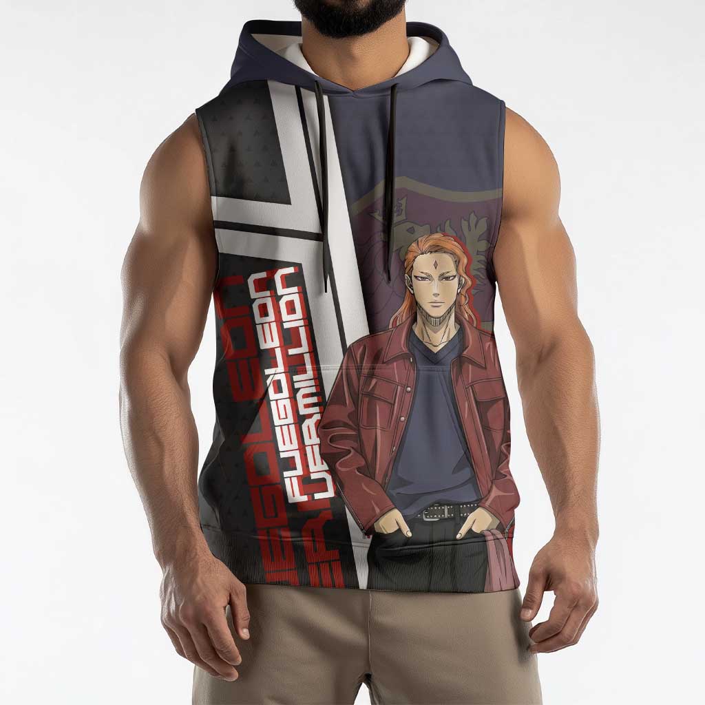 Black Clover Fuegoleon Vermillion Sleeveless Hoodie Anime Illustration Style