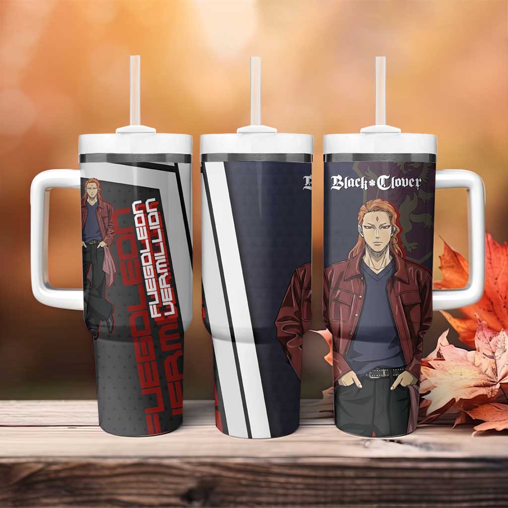 Black Clover Fuegoleon Vermillion Tumbler With Handle Anime Illustration Style